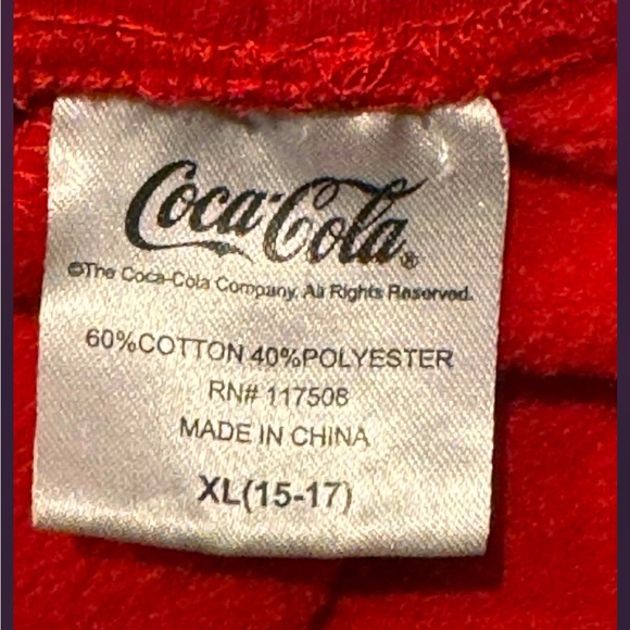 Vintage Coca Cola unisex juniors XL Bold Red Joggers - Picture 3 of 3